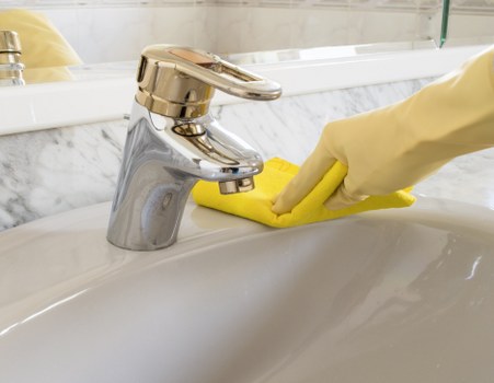 Freshly cleaned workplace kitchen and washroom area in SW19